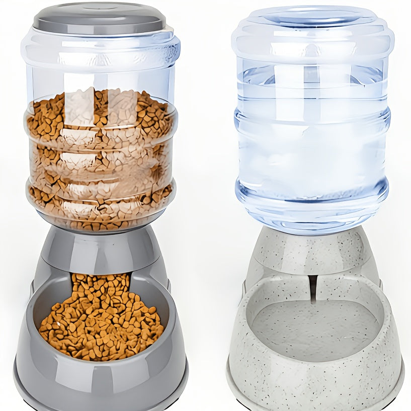 Automatic Gravity Dog Feeder and Water Dispenser 1 Gallon 3.8L - No Batteries Required, Durable PP Material, Suitable for Cats and Small to Medium-Sized Pets, Hands-Free Gravity Feeding Station, Perfect Gift