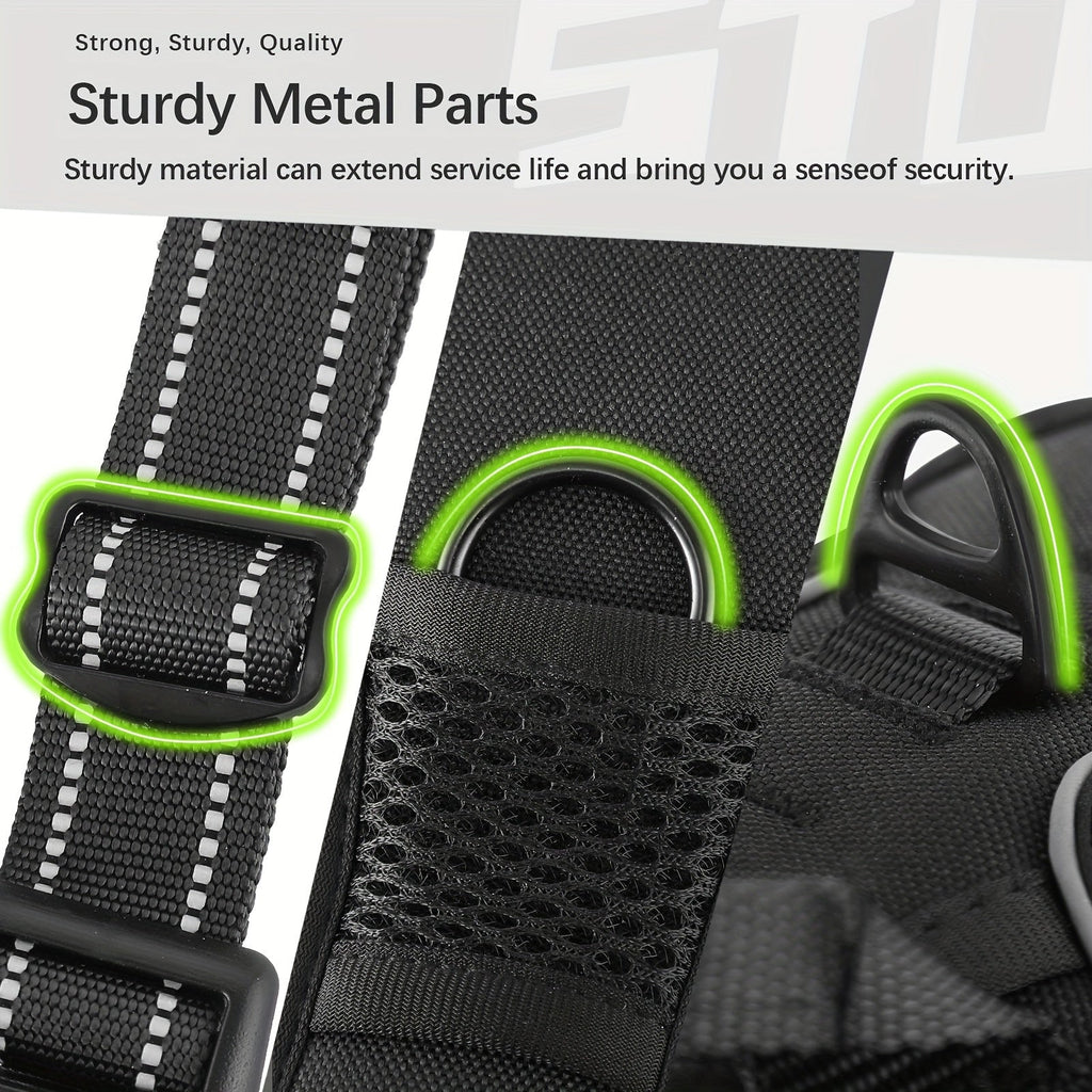 Dog Harness, Leash, and Poop Bag Dispenser 3-Piece Set – Escape-Proof, Adjustable, Breathable Vest Harness for Medium to Large Dogs with Reflective Strips – No-Pull Padded Dog Walking Kit with Waste Bag Holder