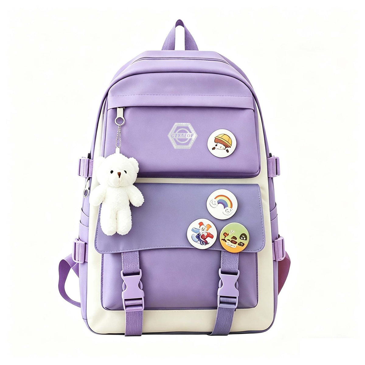 5-Piece Girls' School Backpack Set: Cute, Lightweight Daypack with Tote Bag, Pencil Case & Coin Purse - Durable Student Backpack for School, Hiking & Casual Use