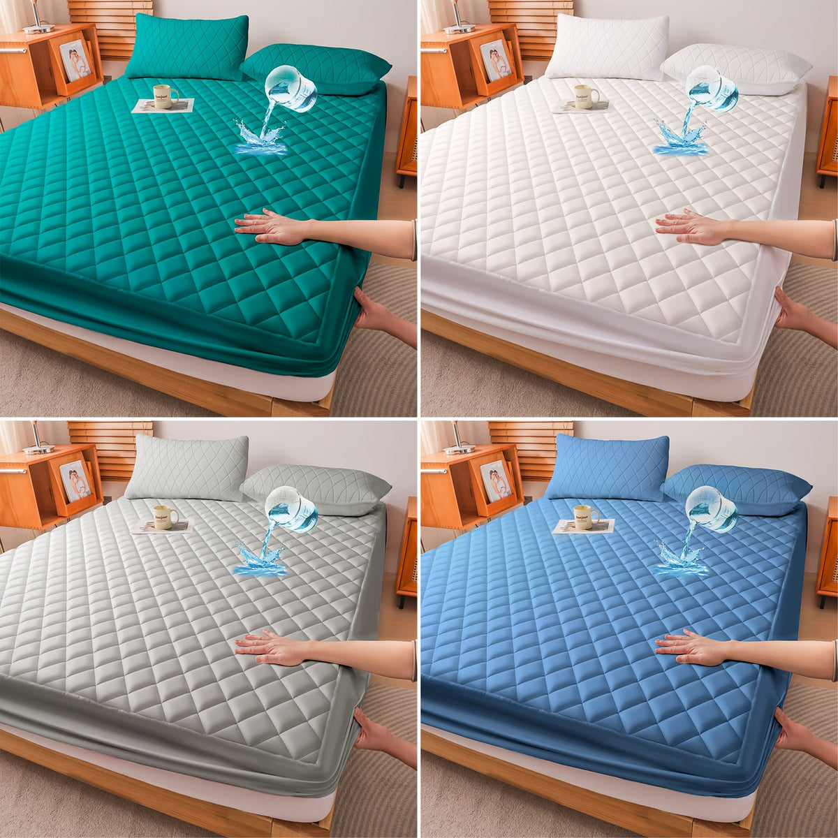 Waterproof Mattress Protector - Thickened 3-Layer Deep Pocket, Soft, Breathable & Noiseless, Machine Washable - Twin, Full, Queen & King - Bedroom, Guest Room & Dorm (No Pillowcases)