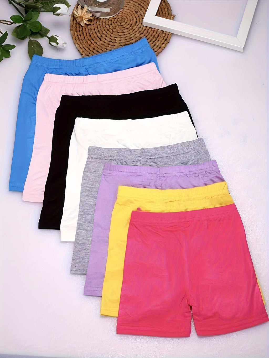 Girls' Bike Shorts 8-Pack, Soft Modal Cartwheel Dance Shorts for Toddlers and Kids, Under-Dress Biker Shorts, Multicolor, Sizes 2-10Y