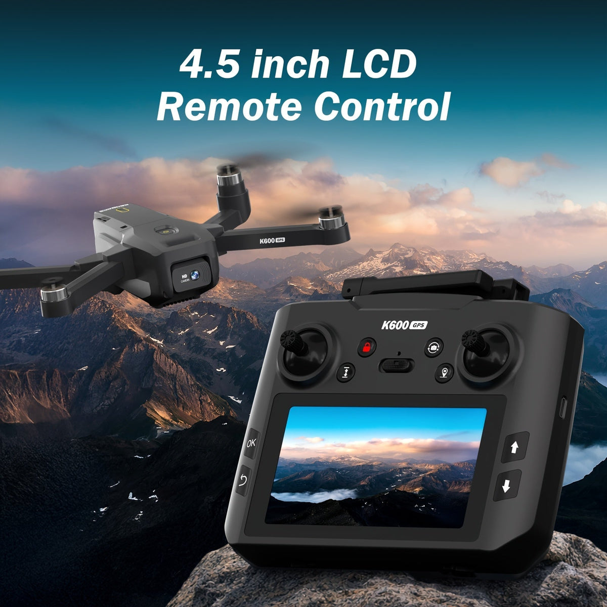 GPS Drone with Camera for Adults, 4.5-Inch LCD Screen Remote, Brushless Motor, GPS Auto Return & Follow Me, Gesture Flight, Altitude Hold, 32G SD Card, Under 250G – Professional RC Quadcopter for Beginners