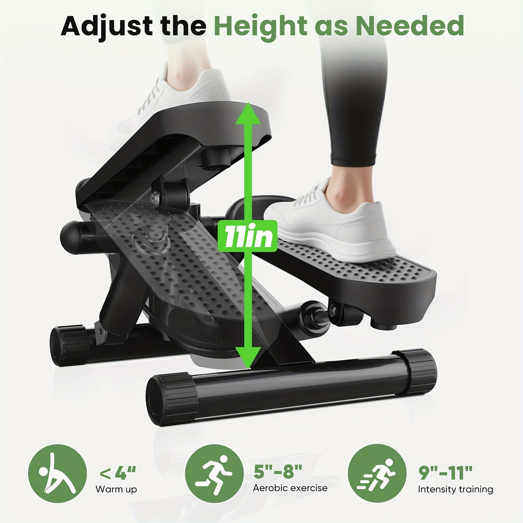 Mini Twist Stepper with Resistance Bands - Portable Stair Stepper for Home Workout, 300 lbs Capacity Full-Body Cardio Trainer for Legs and Arms