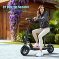 Adult Electric Scooter with Seat, 749W, Off-Road, 35 Miles Range – 48V 16.5Ah Battery, Removable Seat, 3-Speed Modes, Dual Disc Brakes, Multiple Shock Absorbers, Wide Deck Commuter E-Scooter Q5