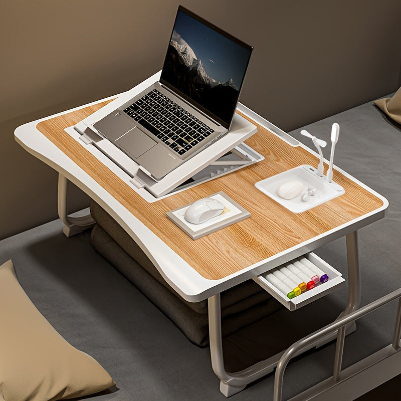 Foldable Laptop Desk for Bed & Couch with Cup Holder, Phone Holder, Drawer, and USB Port – Home Office Breakfast Tray Lap Desk for Working and Watching Movies – 6 Styles