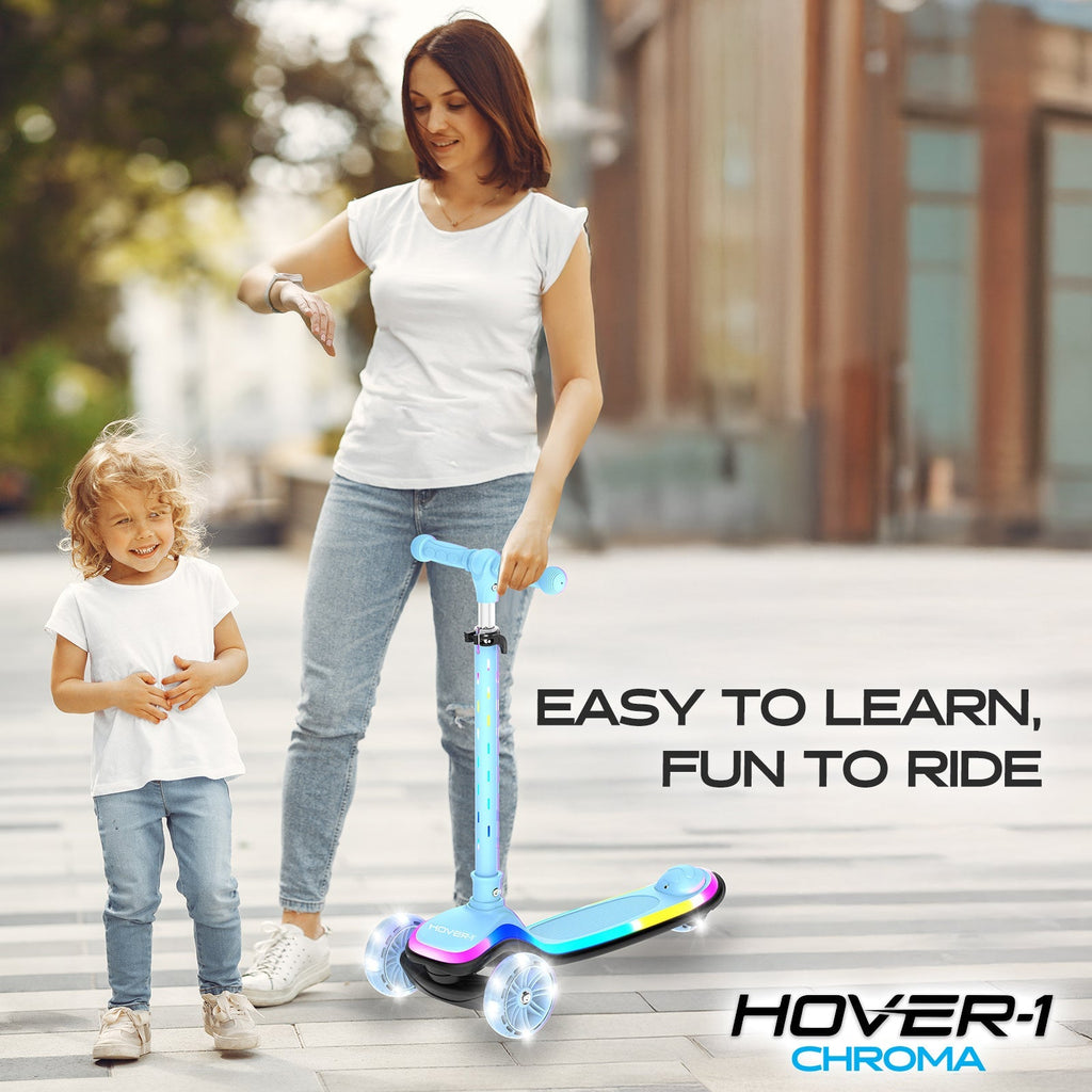 Kids Kick Scooter with Multicolor LED Wheel Lights for Ages 3 and Up - Adjustable Height Handlebars, Rear Foot Brake, 110 LB Capacity, Foldable Design - Black, Blue, Purple
