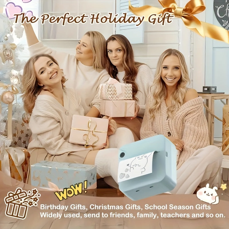 Portable Wireless Bluetooth Thermal Printer, Mini Pocket Printer, Ink-Free for Smartphones, Photos, Notes, Stickers, Diaries, Memos, Includes Thermal Paper Roll