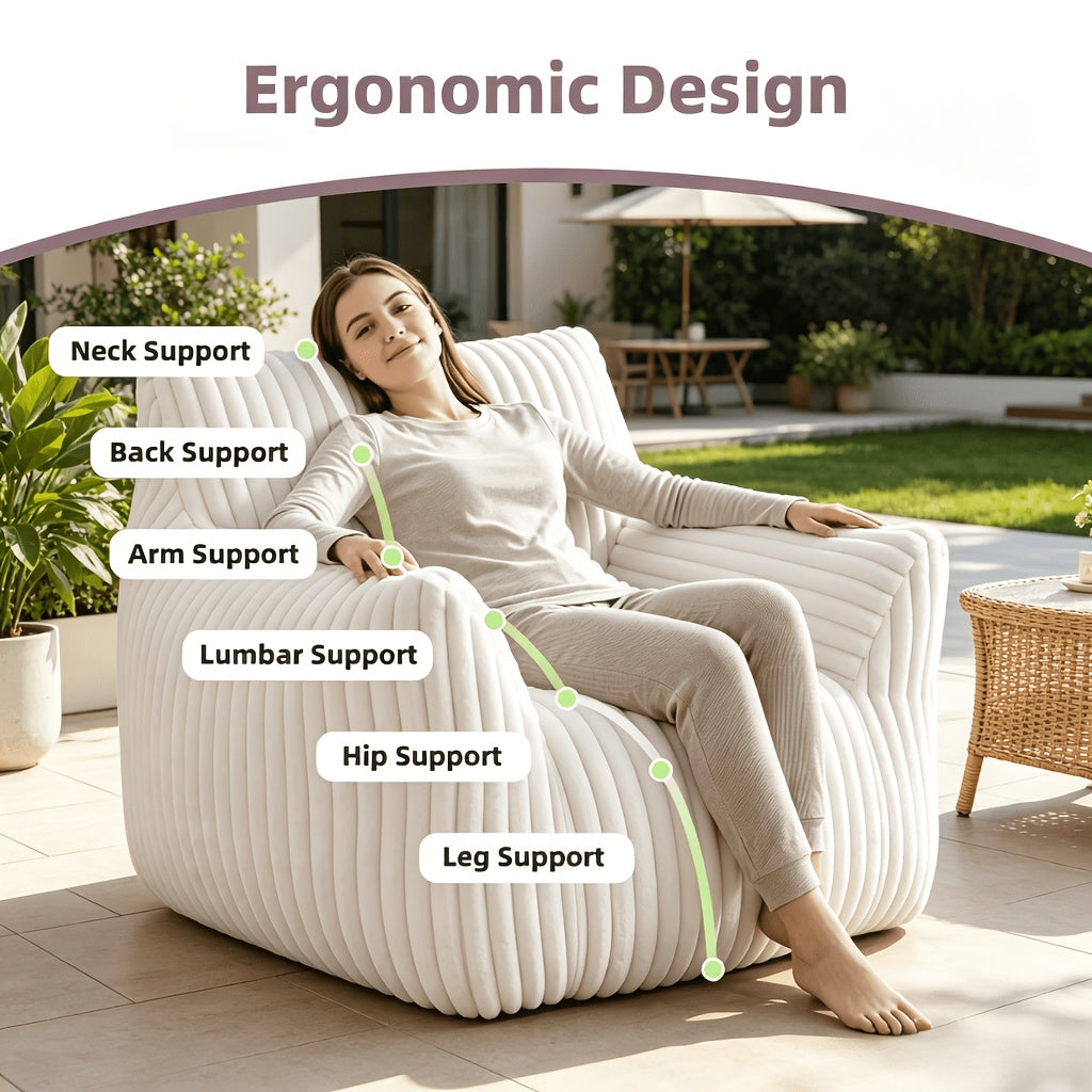 Plush Bean Bag Chair with Armrests, Fluffy Cloud Couch Ultra Soft Cozy Single Sofa, Comfy Beanbag Chair for Napping Reading Relaxing, Bedroom Living Room Dorm Lounge Chair, Multiple Colors