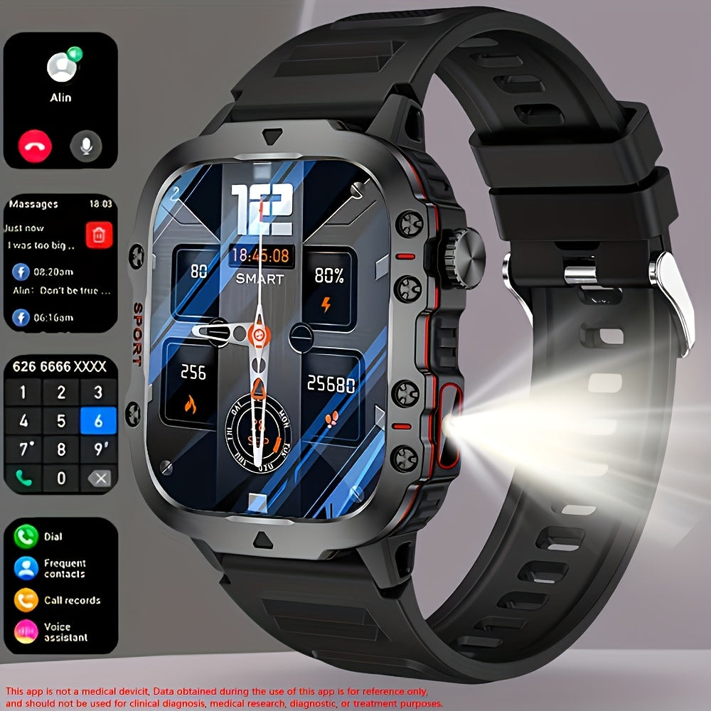 Large Screen Smartwatch Compatible with iPhone & Android, Wireless Calling, SMS, Fitness Tracker, Heart Rate Monitor, Remote Camera Control, USB Rechargeable for Men & Women - Modern Design Travel Gift