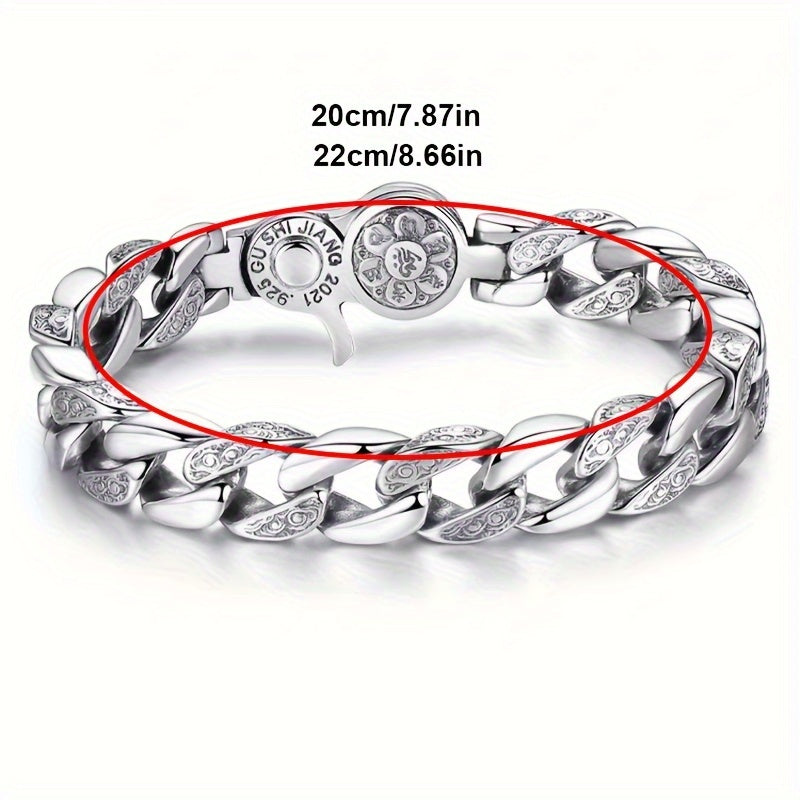 925 Sterling Silver Men's Fashion Bracelet – Classic Chain Design in 3 Sizes: 7.10", 7.87", 8.66" – Everyday Wear Jewelry Gift for Men, Family, and Friends