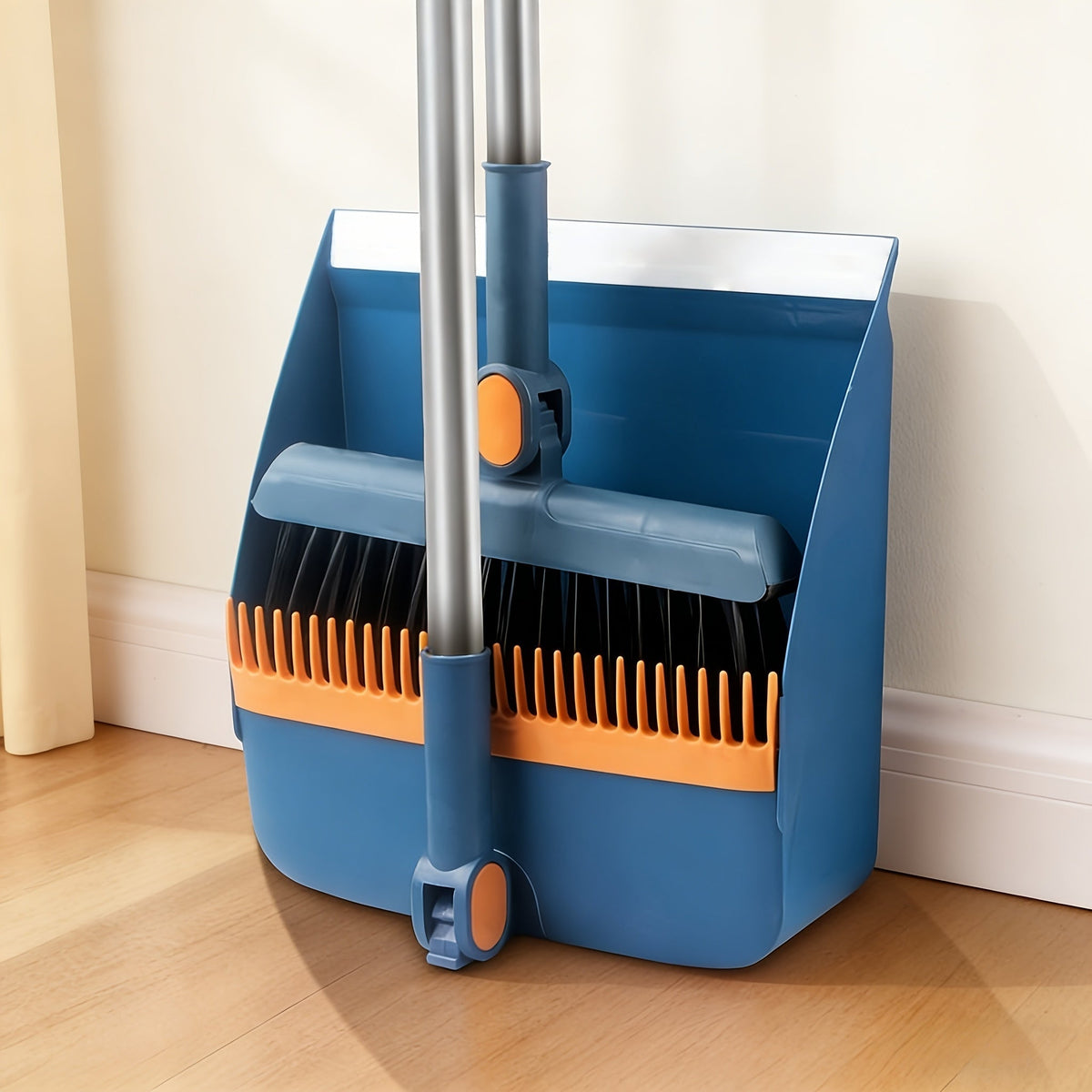 2-in-1 Broom and Dustpan Set, Long Handle, Foldable, Non-Stick Hair, Hard Floor Sweeper, Rotatable Combo for Home, Living Room, Bedroom, Bathroom, Outdoor