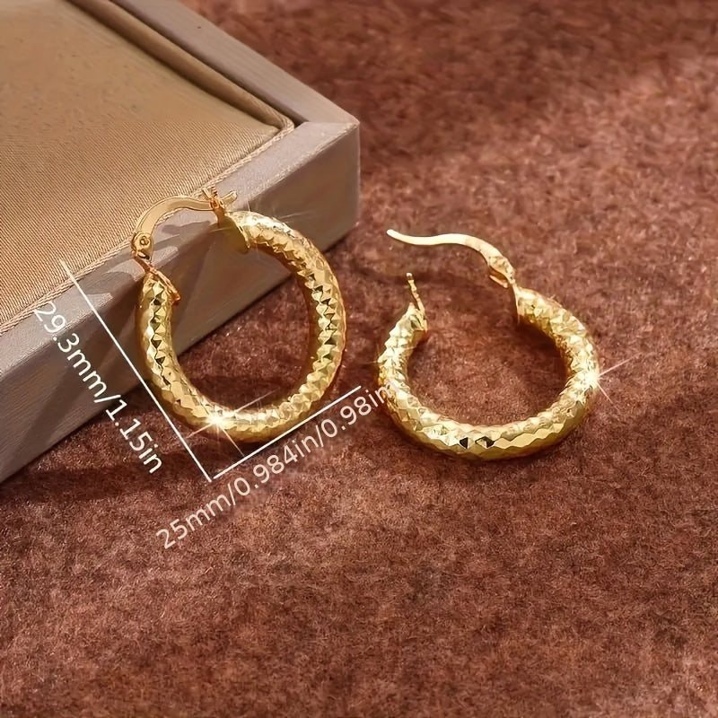 14K Gold Plated Earrings Set 4 Pairs for Women – Hoop, Stud, and Pendant Mix, Durable Circle Earrings for Daily Wear, Parties, and Year-Round Versatile Jewelry Gift