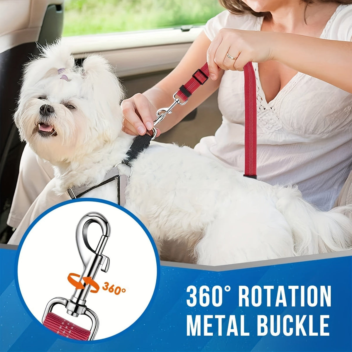 Dual Dog Car Seat Belt for 2 Dogs, No-Tangle Headrest Restraint, Adjustable Bungee Pet Safety Harness for Small, Medium, and Large Dogs for Car Travel