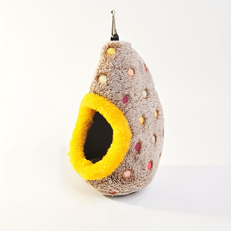 Egg-Shaped Hanging Bird Nest - Warm Enclosed Parrot Nest for Bird Cage for Cockatiels, Lovebirds, Parakeets, and Budgies - Cozy Bird Sleeping House Hideout, No Battery Required, Blue/Yellow