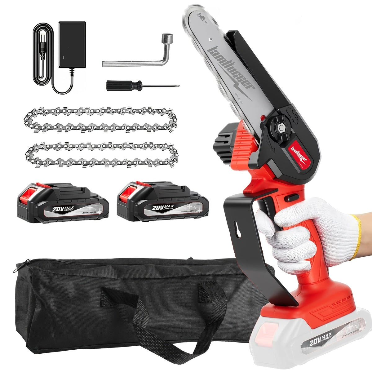 6-Inch Cordless Mini Chainsaw, Battery-Powered Electric Chainsaw with Safety Guard, Adjustable Chain, and Ergonomic Grip for Tree Trimming, Branch Cutting, and Yard Work - Gift for DIY Home Garden and Outdoor Use