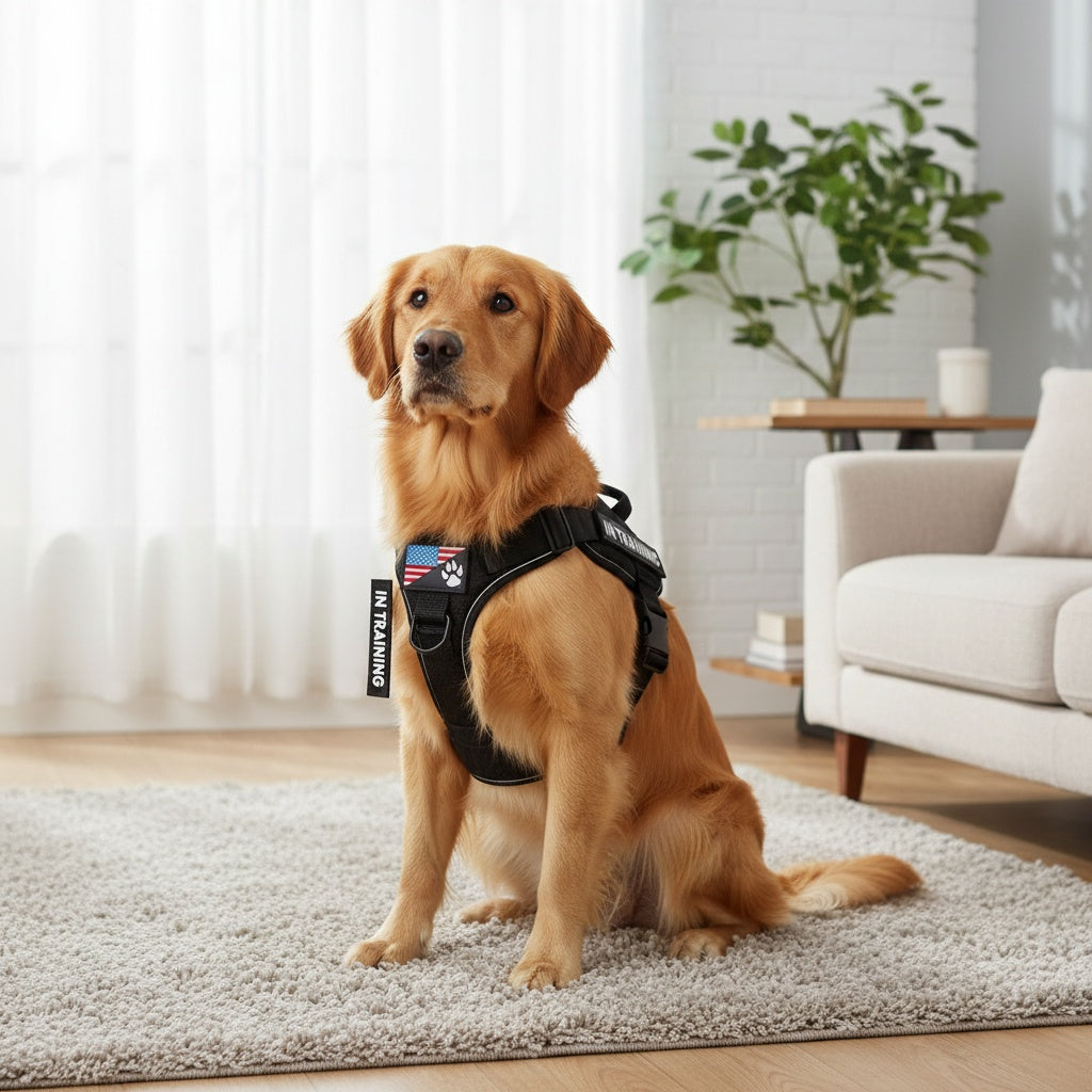 Service Dog Harness Vest with 5 ID Patches – Reflective Adjustable Oxford Vest with Breathable Mesh Lining, Service Dog ID System for Small, Medium, and Large Dogs, Sizes XS-XL, Public & Mobility Aid