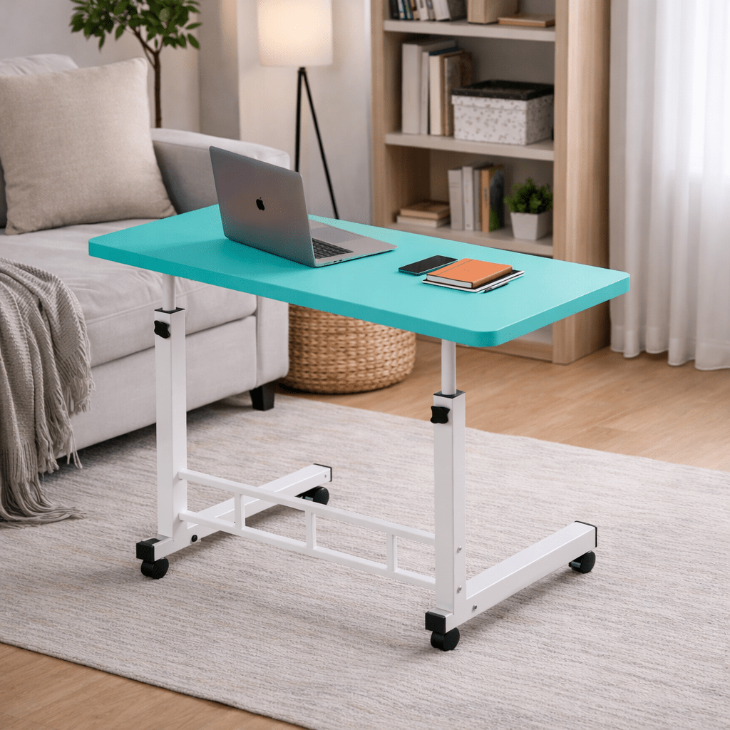 Height Adjustable Mobile Laptop Table with Wheels, Rolling Bedside Computer Desk for Bed and Sofa, Side Table for Bedroom, Dorm Room, and Small Spaces, Available in 8 Colors