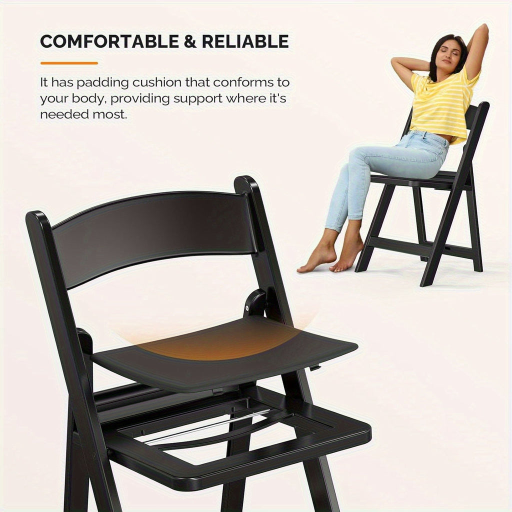 Resin Folding Chairs with Cushioned Seats – Foldable Plastic Padded Chair for Indoor Outdoor Events Weddings BBQ Camping Patio in White & Black (Set of 1 2 4 or 8)