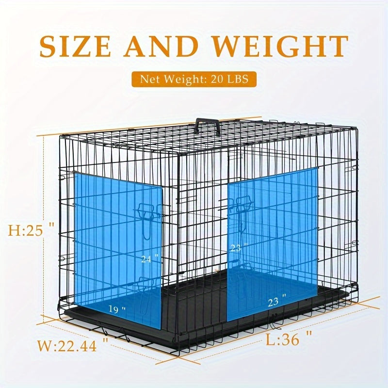 Foldable Metal Wire Dog Crate for Small Dogs & Rabbits – Adjustable Divider Panel, Leak-Proof Plastic Pan, Indoor Outdoor Pet Kennel for Chihuahuas, Toy Breeds, and Small Animals, Multiple Sizes