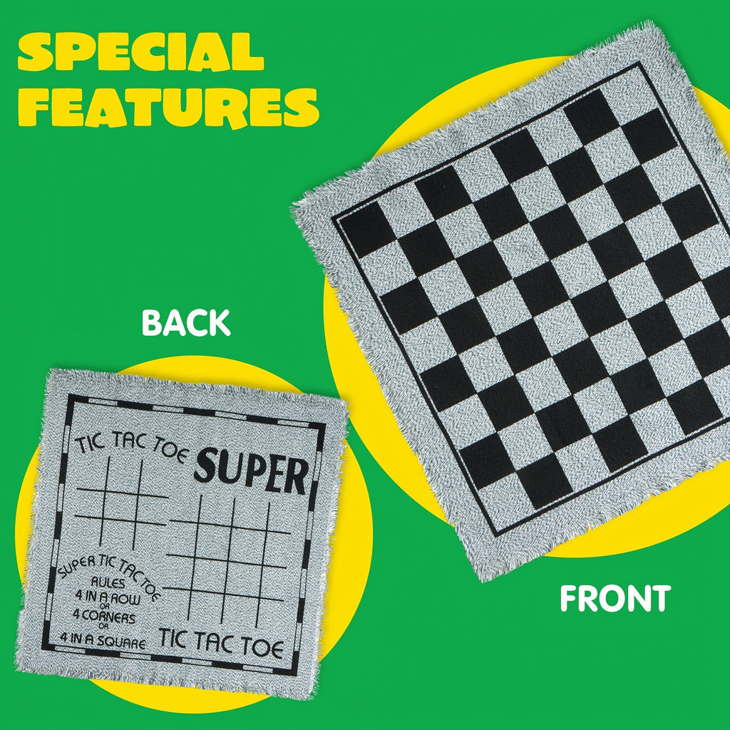 3-in-1 Giant Checkers and Tic Tac Toe Game Set with Reversible Mat, 24 Oversized 2.8-Inch Pieces, Non-Toxic, BPA-Free, Indoor/Outdoor Lawn Game, Family Board Game, Birthday/Easter Gift for Boys and Girls Ages 3 and Up