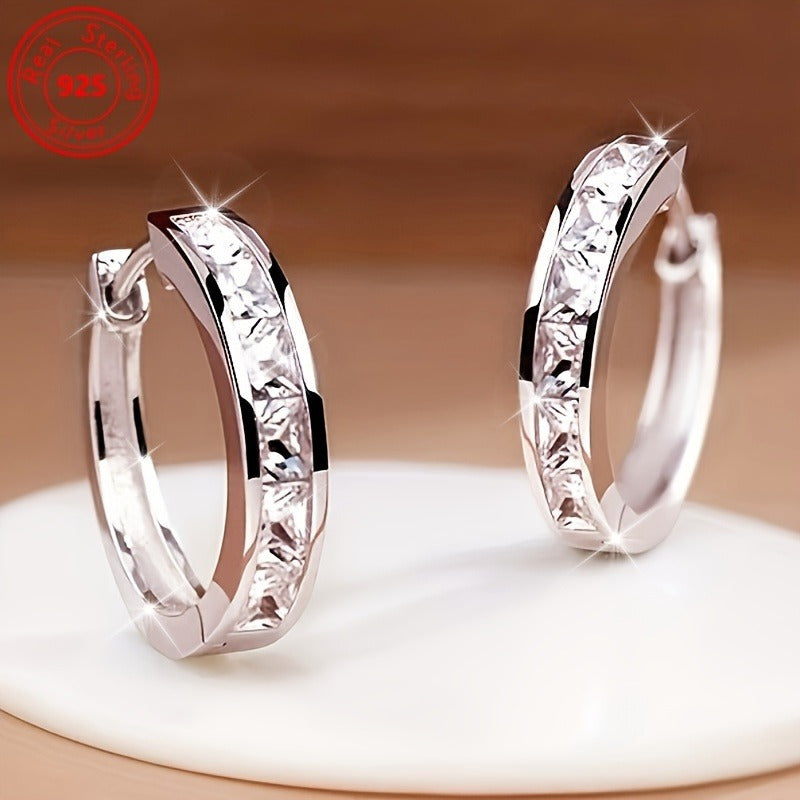 S925 Sterling Silver Zirconia Stud Earrings Set (2 Pairs) for Women – Hypoallergenic, Lightweight 3.2g, Boho Shining Earrings for Daily Wear, Dates, Parties & Valentine’s Day Gift