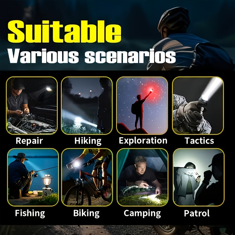 Tactical Flashlight with Fresnel Fire Starter – 4500 Lumens, Aluminum Alloy, 1000m Beam, Rechargeable 21700 3000mAh Battery, Portable Compact High Brightness for Camping, Survival & Emergency
