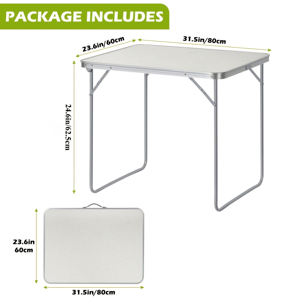 Foldable Portable Table - Lightweight Folding Table for Yard, Camping, Picnic & Family Gatherings - White