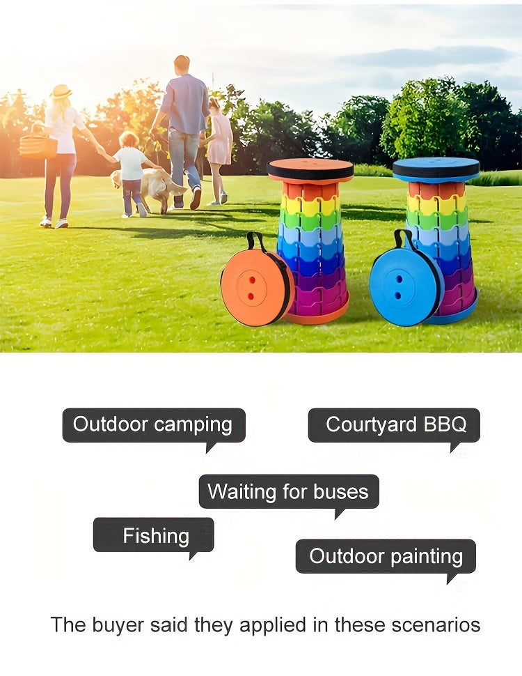 Collapsible Folding Stool 2-Pack, Portable Lightweight 400LB Capacity - Retractable Seat for Camping, Fishing, Hiking, Kitchen, BBQ, Indoor and Outdoor Use