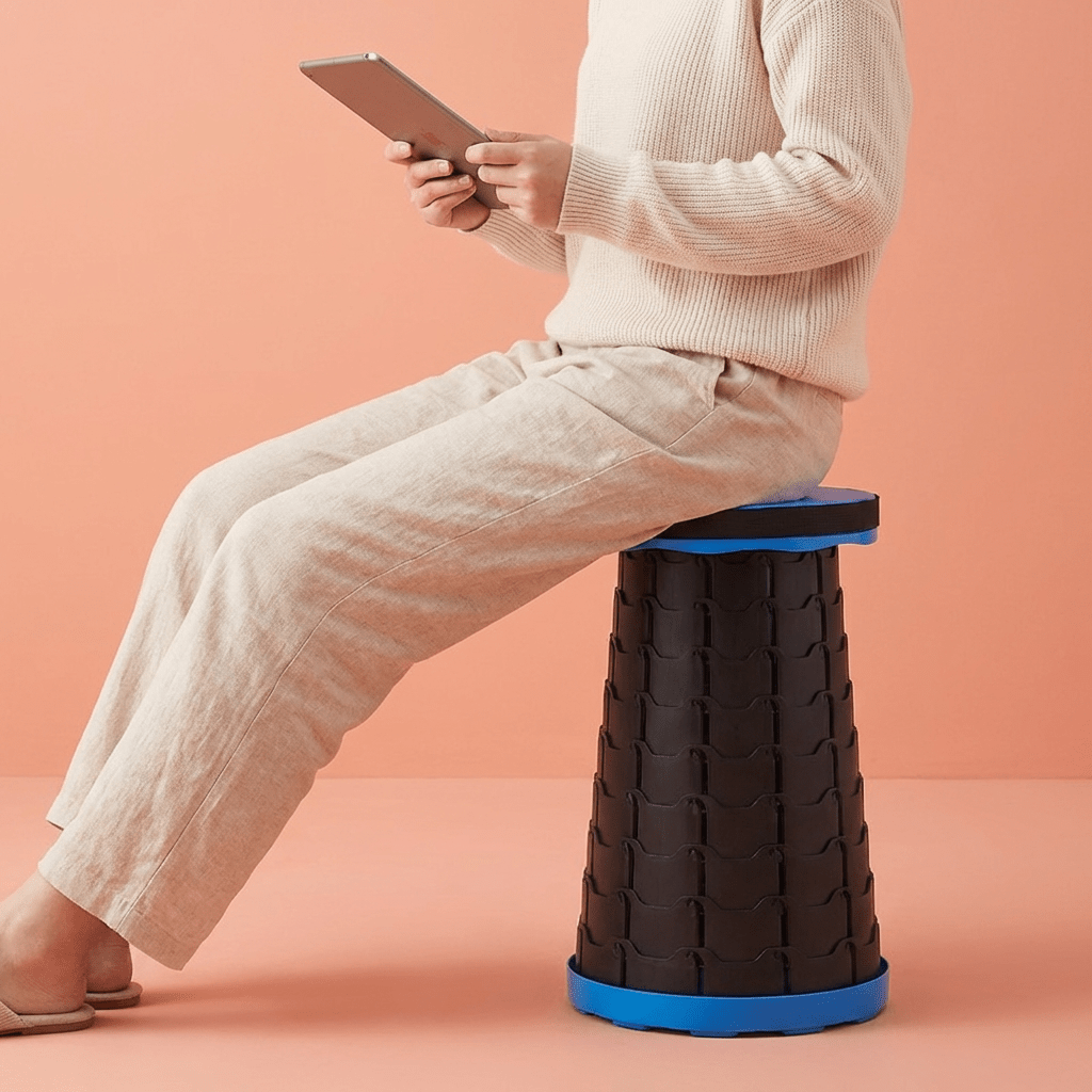 Collapsible Camping Stool, 400 lbs Capacity, Ultra-Portable Lightweight Folding Seat - Folds Flat, Fits in Backpack for Camping, Hiking, Fishing & Indoor/Outdoor Use - Rainbow Option Available