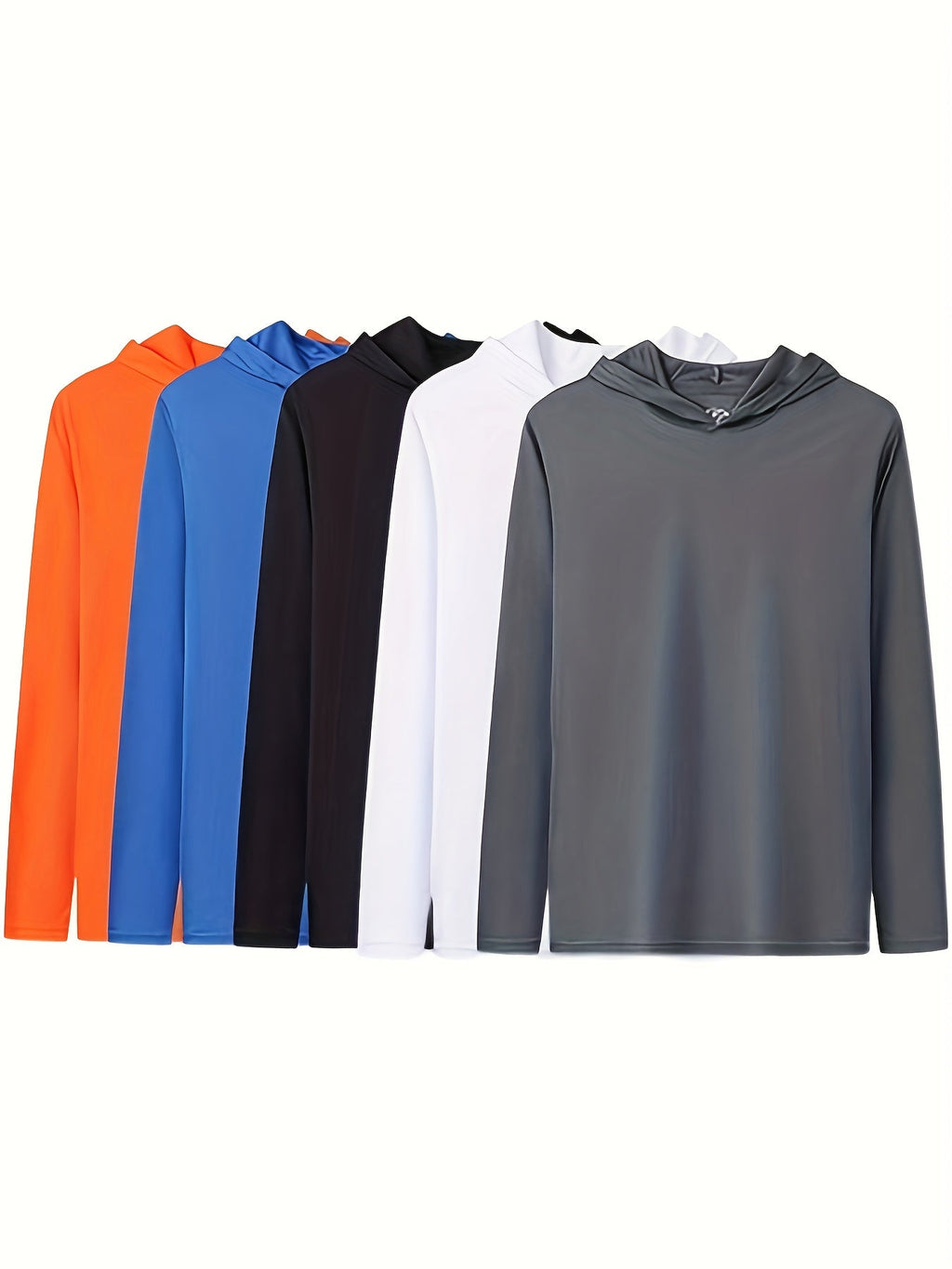 5-Pack Men's Quick-Dry Moisture-Wicking Full-Zip Hooded Athletic Sweatshirts for Gym, Running, and Casual Wear - Mixed Colors, S-XXXL