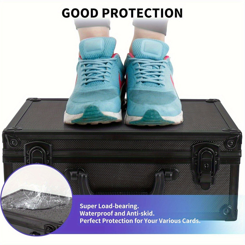 Trading Card Storage Box with Lock, Holds 600+ 3x4 35PT Rigid Top Loaders, Sports Card Organizer Case for Pokémon, MTG, Yu-Gi-Oh!, Baseball, Football, Standard and Mini Size Options