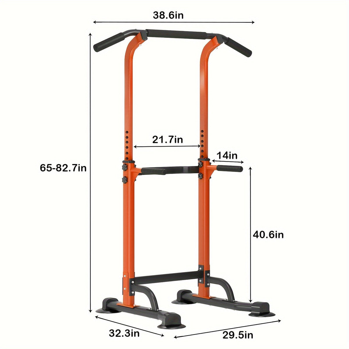 Power Tower Dip Station with Pull-Up Bar, 10 Adjustable Heights, 330 lbs Capacity, Full-Body Strength Training for Home Gym – Pink, Black, Red, Yellow, Blue, Orange, Green