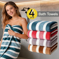 Striped Bath Towel Set, Absorbent, Quick-Dry, Super Soft, Skin-Friendly, 27.6x55.1 Inch, for Home Bathroom, Beach – Available in 1 or 4 Pack, Multiple Colors