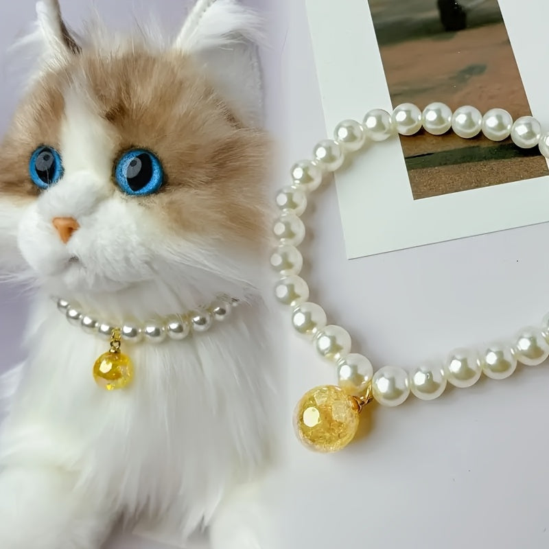 手工猫项圈吊坠——迷人可调节宠物珠宝项圈，可爱小猫生日礼物、节日礼物、拍照及日常配饰