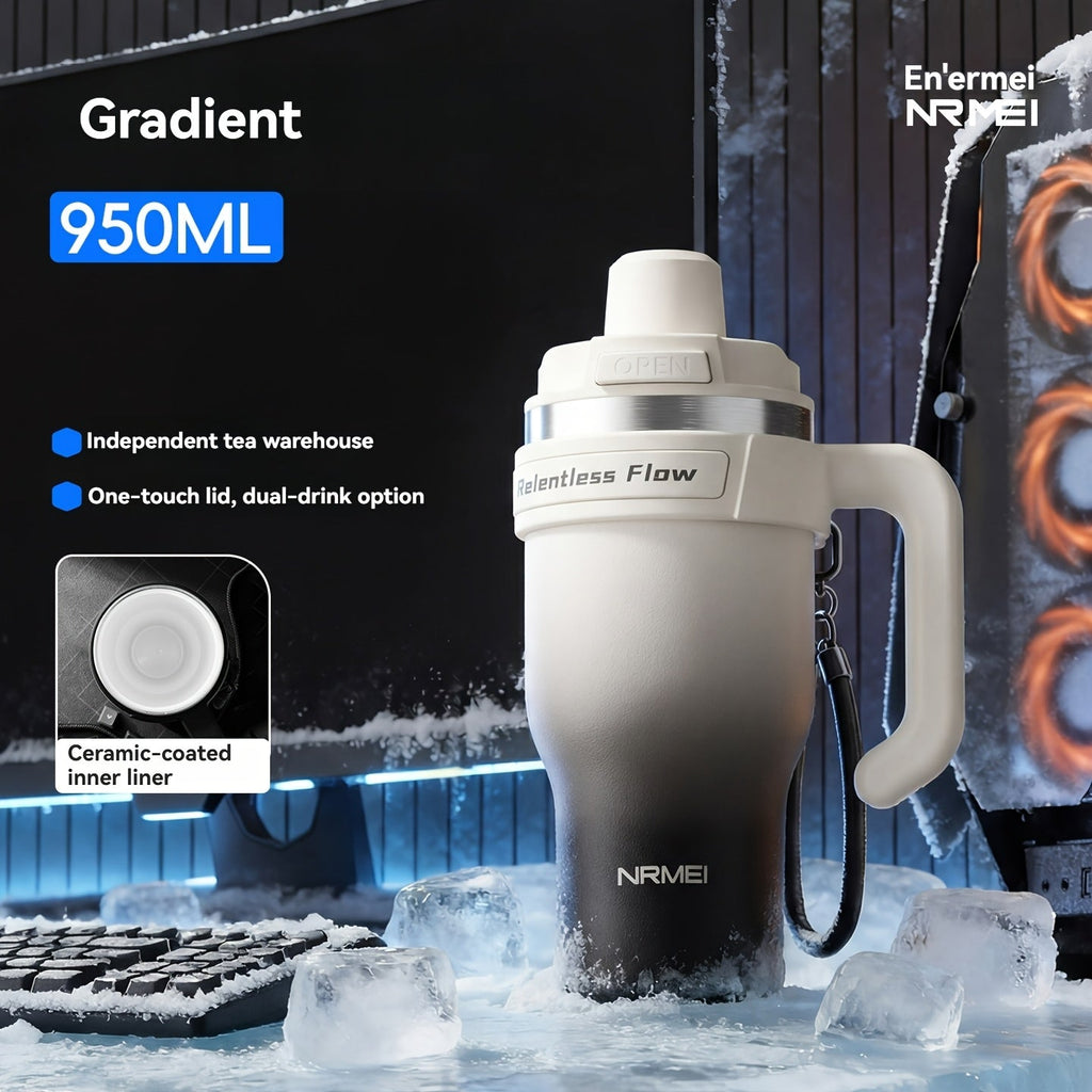 Stainless Steel Insulated Thermos 24-Hour Hot & Cold Leak-Proof with Handle & Carrying Strap for Car Travel & Daily Use – 32 oz & 42 oz Multiple Colors