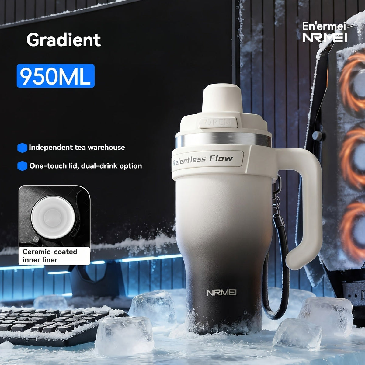 Stainless Steel Insulated Thermos 24-Hour Hot & Cold Leak-Proof with Handle & Carrying Strap for Car Travel & Daily Use – 32 oz & 42 oz Multiple Colors