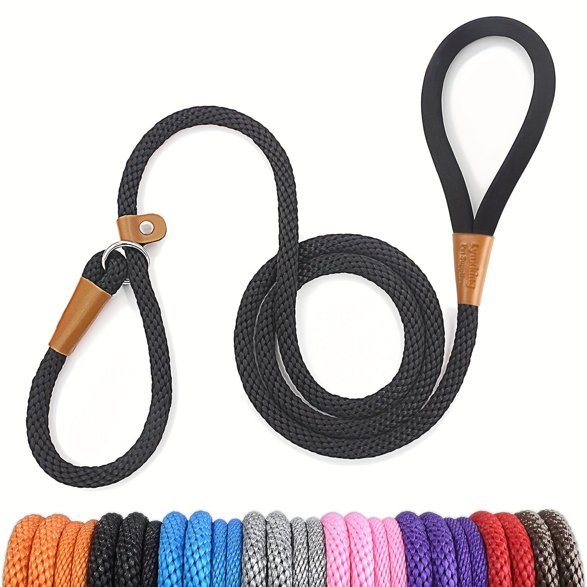 Durable Nylon Dog Leash for Small, Medium, and Large Dogs - Heavy Duty Woven Training Leash S-XL, 8 Colors, Strong Comfortable Handle Dog Walking Lead