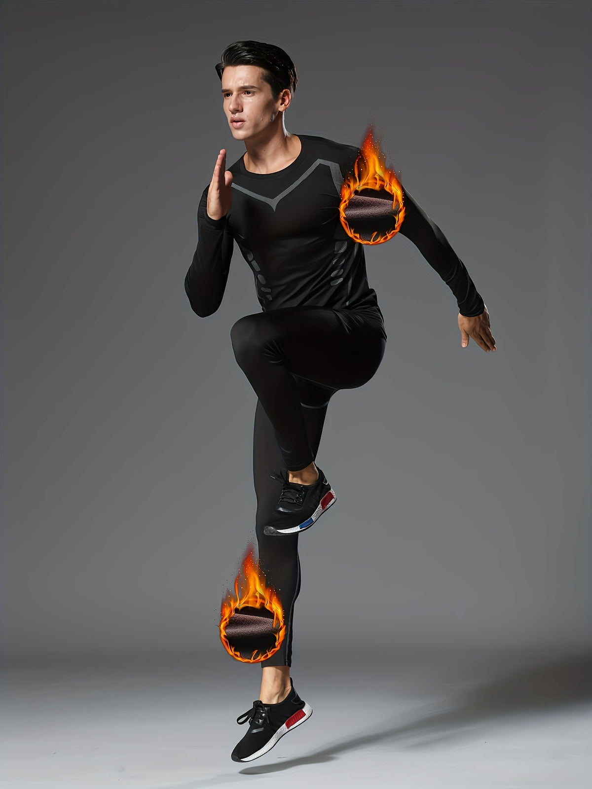 6pcs Men's Thermal Fleece-Lined Sports Underwear Set – Printed Warm Base Layer for Fall/Winter Running, Fitness Training, and Morning & Night Workouts