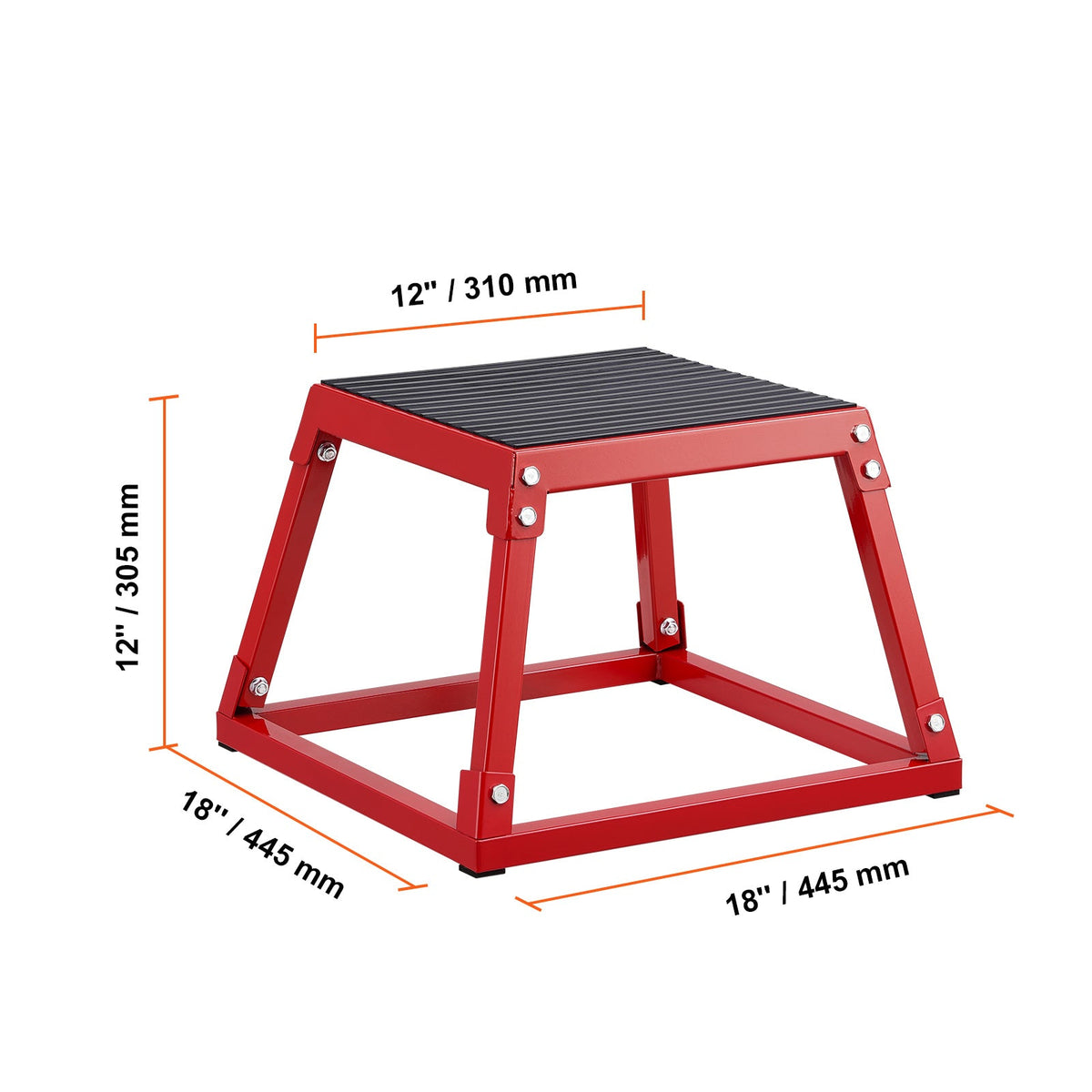 VEVOR 12-Inch Plyometric Jump Box Steel Plyo Platform Anti-Slip Silicone Top 500 Lb Capacity for Home Gym Training Box Jumps Step-Ups & Strength Conditioning – Red