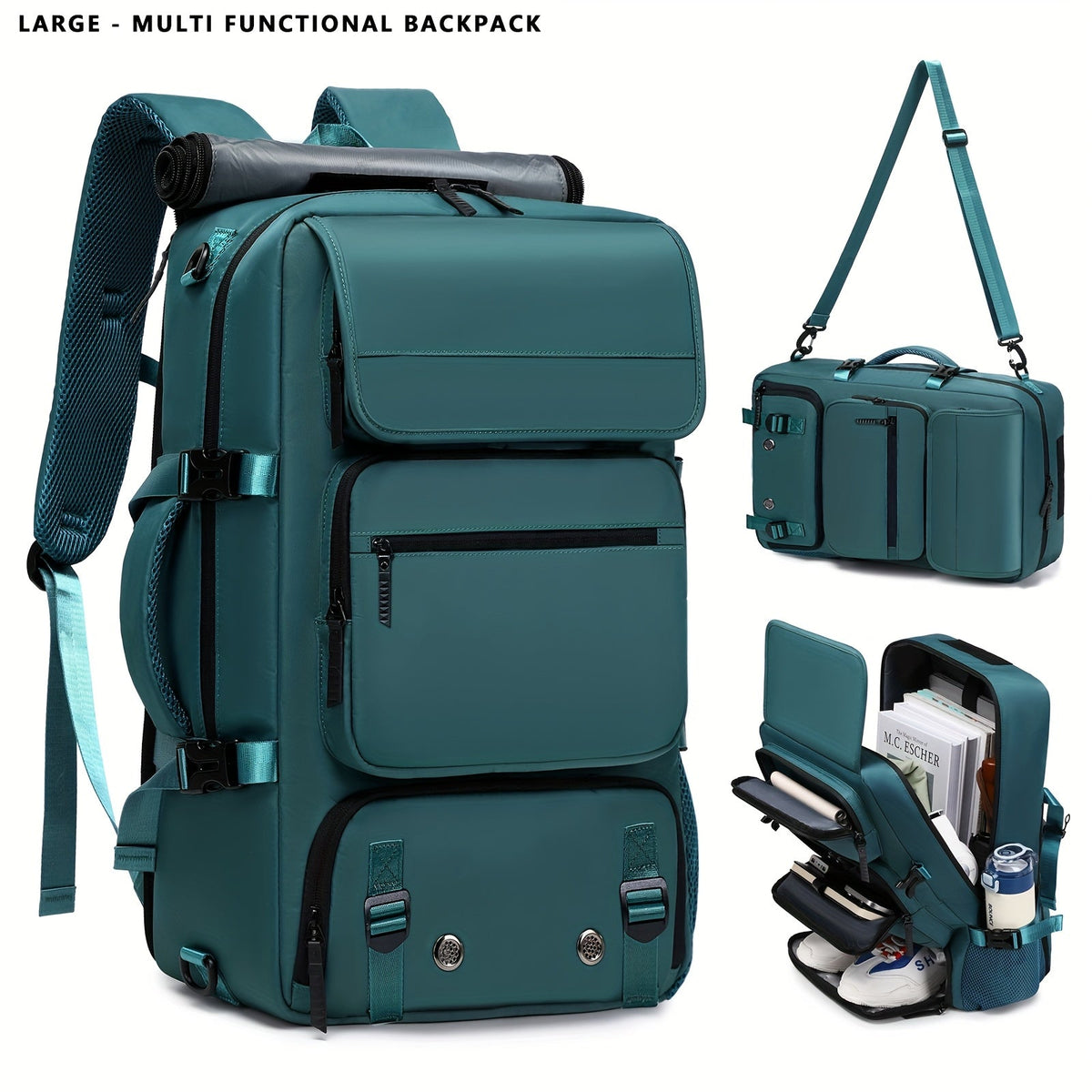 17-Inch Laptop Backpack Large Capacity – Airline Approved Travel Bag with Shoe Compartment, Multi-Pocket Business Work Backpack for Men, Durable Nylon, Hiking & Camping, Small & Large Sizes