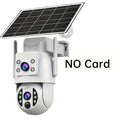 Solar Security Camera Outdoor 360° PTZ 1296P HD Dual Lens Color Night Vision Two-Way Audio Motion Detection WiFi SD Storage Rechargeable Battery Wall Mount