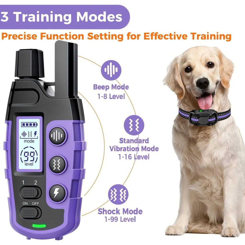 Dog Training Collar with Remote – 4150ft Range, Shock, Vibration & Beep Modes, Rechargeable E-Collar for Small to Large Dogs 5-150lbs, 1-Dog & 2-Dog Options, Purple