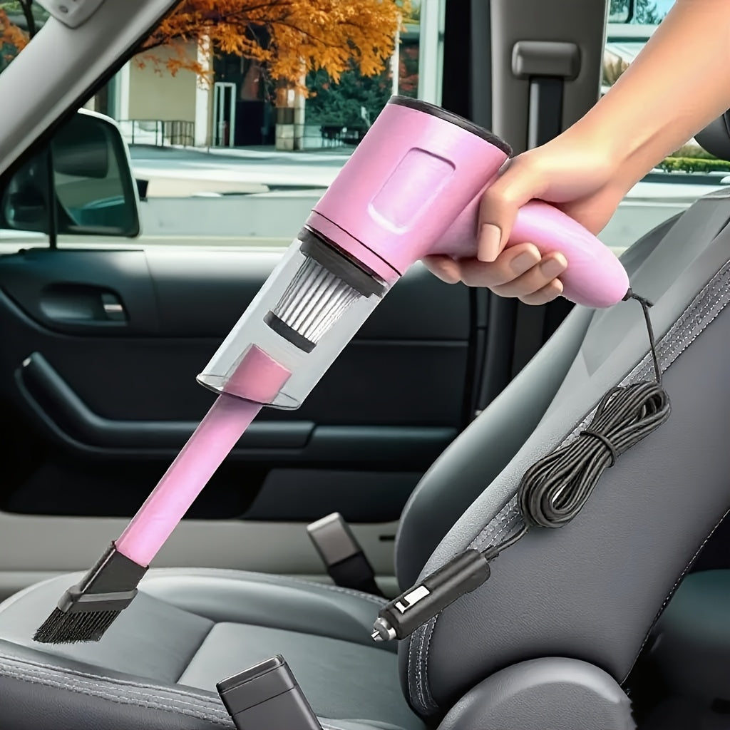 Pink Mini Handheld Car Vacuum Cleaner, Strong Suction, Dry & Wet Cleaning for Pet Hair and Cat Hair, Multifunctional Portable Cordless, Cute Design for Women and Girls