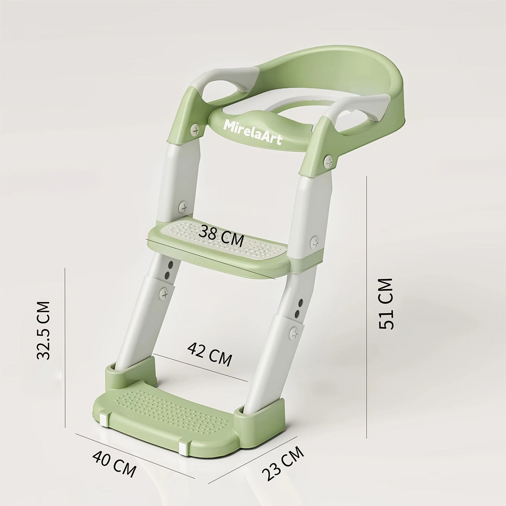 Potty Training Seat with Step Stool Ladder, Adjustable Anti-Slip Kids Potty Chair for Boys & Girls, Wide Steps, Splash Guard & Safety Handles, Green, Grey & Purple