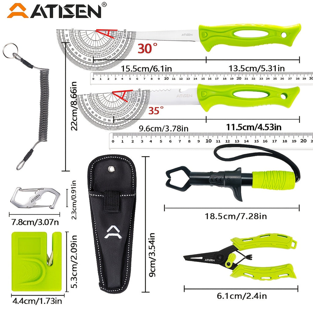 Professional Fishing Knife Set 10/16PCS Fillet & Boning Knife with Road Runner Pliers, Fish Lip Gripper, Knife Sharpener, Retractable S-Buckle Harness, Dishwasher Safe V-Grind Blade - Gift for Fishermen