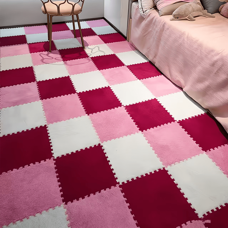 38 Pcs EVA Foam Patchwork Floor Mat Tiles Non-Slip Impact Resistant Interlocking Carpet for Living Room Bedroom Bay Window & Fitness – 8 Colors