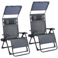 Zero Gravity Chairs with Canopy, Set of 2, 400 Lb Capacity, Adjustable Folding Anti-Gravity Recliner, Side Tray & Headrest, for Patio, Beach & Camping Outdoor Lounging
