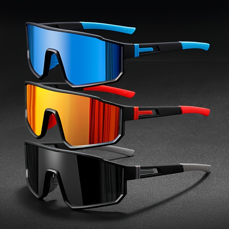 Mirrored Sports Sunglasses Set (3-4 pcs) for Men and Women – Durable PC Polycarbonate Lens and Frame, Fashionable Unisex Outdoor Eyewear for Cycling, Driving, Festivals, and Daily Wear, Includes Cleaning Cloth