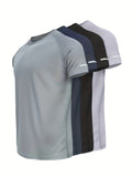 4-Piece Men's Athletic T-Shirts - Moisture-Wicking Quick-Dry Workout Tops with Reflective Stripes - Lightweight Breathable Gym & Running Shirts - XS–XXL - Gray, Navy Blue, Black & White