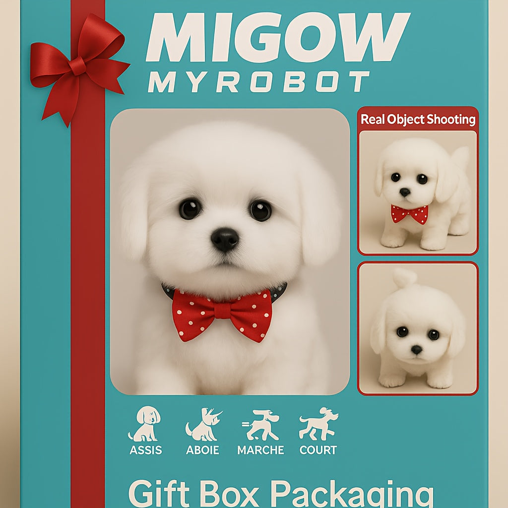 Interactive Robotic Plush White Labrador Puppy Toy: Walks, Barks, and Wags Tail, Realistic Electronic Pet Dog in Gift Box, Birthday or Christmas Holiday Gift for Boys and Girls Ages 3 and Up
